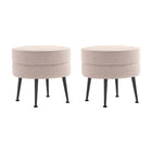 Manhattan Comfort Bailey 18.11" Mid-Century Modern Polyester Blend Upholstered Ottoman - Oatmeal with Black Legs - 2 Pack-Mid-Century Modern Ottoman Perfect for Living Room Use