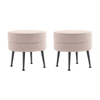 Manhattan Comfort Bailey 18.11" Mid-Century Modern Polyester Blend Upholstered Ottoman - Oatmeal with Black Legs - 2 Pack-Mid-Century Modern Ottoman Perfect for Living Room Use