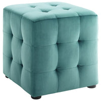 Modway Contour Tufted Cube Performance Velvet Ottoman - Teal-Cube Shaped Ottoman