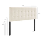 Modway - Lily Velours de performance résistant aux taches Tête de lit Queen size, Albâtre-Tête de lit Queen size