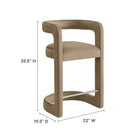 Modway Winslow Performance Velvet Counter Stool - Taupe-Performance Velvet Fabric