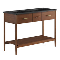 Modway Zaire 48" Double Sink Bathroom Vanity - Walnut/Black-MDF and Rubberwood