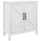 HOMCOM 31.5" L Farmhouse Kitchen Storage Cabinet - White-Modern farmhouse style with a barn door design and wood grain finish