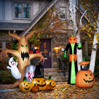 HOMCOM 9' Lit Inflatable Pumpkin Ghost Halloween Decoration-Waterproof polyester cloth (rated IP44) is suited for indoor and outdoor use