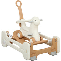 Qaba - Cheval à bascule 5 en 1 pour tout-petits 1-6 ans avec planche d'équilibre - marron-Conception 5-en-1 se transforme en différentes options de jeu 