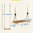 Qaba - siège de balançoire en bois pour arbre, pour jardin avec corde réglable, accessoires-Supporte en toute sécurité jusqu'à 154 lb, offrant une promenade sûre et stable 