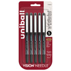 uni-ball Vision Needle Rollerball Pens - 0.5mm - Black - 5 Pack-Rollerball Pens
