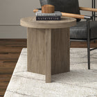 Hudson&Canal Holm 22"W Round Side Table - Antiqued Grey Oak-Finished in wood-look antiqued grey oak