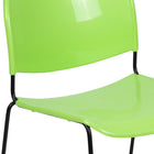 Flash Furniture HERCULES Series Green Ultra-Compact Stack Chair with Black Powder Coated Frame-Ergonomically Contoured Green Plastic Back and Seat