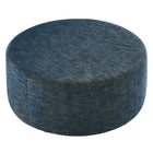 Modway - Callum Gros tissu rond tissé de 38" en bruyère Rembourré Ottoman - Heathered Weave Azure-Arrivée entièrement assemblée