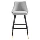 Modway Adorn Performance Velvet Bar Stool - Light Gray-Comes Fully Assembled