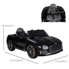 Aosom - voiture électrique radiocommandée 12v bentley licenciée pour enfants, jouet à conduire pour tout-petits cadeau - noir-Démarrage en douceur à basse vitesse, permettant à votre enfant de réagir rapidement aux situations imprévues 