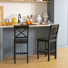 HOMCOM Counter Height Bar Stools with Cross Back and Footrest - Black - 2 Pack-Farmhouse style with X-frame design for decoration
