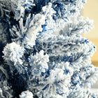 HOMCOM 6' Pre-Lit Slim Snow-Flocked Artificial Christmas Tree - Blue-Section design for quick setup 