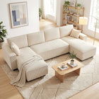 HOMCOM - Canapé en forme de U avec doubles chaises longues - beige-L’assise spacieuse accueille confortablement quatre adultes lors des rassemblements   