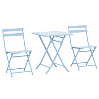 Outsunny 3-Piece Garden Bistro Coffee Set - Blue-3 pieces bistro coffee tbale set, including 2 chairs and 1 square coffee table 