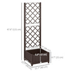 Outsunny - bac de jardin surélevé en plastique 16 po L x 16 po l x 48 po H avec treillis-Trous de drainage et bouchons pour éviter l’excès d’arrosage, garantissant des plantes plus saines

