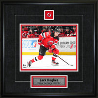 Jack Hughes Pin & Plate New Jersey Devils - Framed Print - 18" x 18"-Premium virtual frames