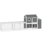 PawHut - Grand poulailler, 134 po L poulailler en bois avec parcours - gris-Sa longueur spacieuse de 133,5 po (339 cm) offre amplement d’espace pour que les poules puissent courir et explorer 