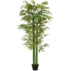 HOMCOM 6' Artificial Bamboo Tree in Pot for Indoor - Green-Artificial bamboo plant adds a beautiful, realistic touch 