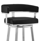 Armen Living - Lorin Tabouret de Bar Pivotant de 76 cm de Hauteur en Similicuir Noir et Acier Inoxydable Brossé-5