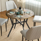 HOMCOM Round Dining Table with Steel Frame for Kitchen - Rustic Brown-Optimal 2-seater size for smaller kitchen and dining spaces