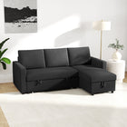 HOMCOM Convertible Corner Modular 3-Seater Sofa Bed - Black-Includes 3 back cushions with removable and washable covers