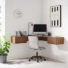 Modway Render 54.5" Wall Mount Corner Office Desk - Walnut-Smooth Wood Grain Laminate