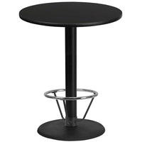 Flash Furniture Dessus de table rond de 36 po en stratifié noir avec base de table de 24 po à hauteur de bar et anneau de pied-Table d'hospitalité à hauteur de bar