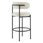 Modway Albie Boucle Fabric Bar Stools - Ivory/Black - 2 Pack-9