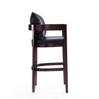 Manhattan Comfort - Ritz tabouret de bar moderne du milieu du siècle de 22" en similicuir noir et noyer foncé, lot de 3-Comprend un repose-pieds en métal doré