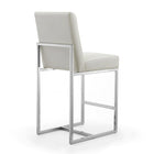 Manhattan Comfort Element 16.34" Modern Faux Leather Upholstered Counter Stool - Pearl White and Polished Chrome - 3 Pack-Delivered to you Fully Assembled! No Assembly Required