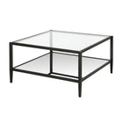 Hudson&Canal Hera 32"W Square Coffee Table with Mirror Shelf - Blackened Bronze-Top has a weight capacity of 40 lbs, shelf can hold 30 lbs