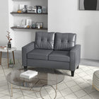 HOMCOM - Canapé d’amour 51 po en cuir PU avec accoudoirs et dossier capitonné - gris-Le coussin d'assise est rembourré de mousse et possède un ressort à l'intérieur pour une expérience d'assise confortable 
