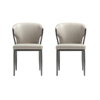 Manhattan Comfort Kirsten 20.5" Modern Leatherette Upholstered Dining Chair - Light Grey - Set of 2-Modern Dining Chair for Dining Room and Task Use. Set of 2