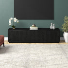 Hudson&Canal Hanson TV Stand for TV's up to 85" - Black Grain-Constructed of sturdy MDF materials in a handcrafted alder white finish