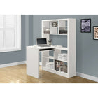 Monarch Specialties 7022 Computer Desk - White Left Or Right Facing Corner-Ample, smooth surface area for a laptop, writing, or a study desk with 10 adjustable shelves on the side to help you stay organized.