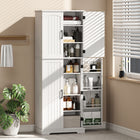 HOMCOM 64" H Pantry Cabinet with Adjustable Shelves - White-Anti-tip kit and solid construction provide stability and safe use every day 