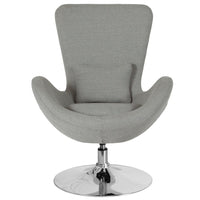 Chaise d’appoint salon-réception de série Egg en tissu gris pâle (CH-162430-LTGY-FAB-GG)-Chaise longue