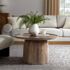 Modway Holloway 30" Round Wood Coffee Table - Walnut-Smooth Circular Drum Design