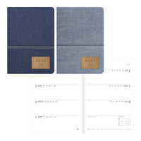 Letts of London - 2027 agenda hebdomadaire/mensuel Denim avec reliure cousue et couverture en tissu – 8 1/4 po x 5 7/8 po – couleurs assorties – multilingue-12 mois: janvier 2027 à décembre 2027