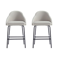 Manhattan Comfort Gracie 22" Modern Leatherette Upholstered Counter Stool - Stone and Black - 2 Pack-Modern Counter Stool with Backseat Perfect for Bar and Kitchen Use. Set of 2
