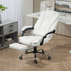 HOMCOM PU Leather Executive Reclining Office Chair with Arms - White-Desk chair features high density sponge padding and curved padded armrests for comfort