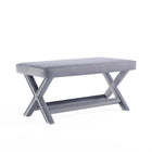 Manhattan Comfort - Abigail banc ottoman capitonné en velours style milieu du siècle 42,12" - gris-Ottoman moderne du milieu du siècle parfait pour le salon et la chambre à coucher