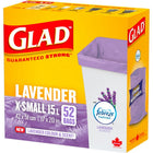 Glad Garbage Bags - X-Small 15 Litres - Lilac - Lavender Scent - 52 Pack-Long lasting lavender scent: Brighten your home with a delightful lavender scented bag that lasts