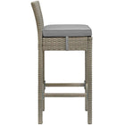 Modway - Conduit Terrasse extérieure Rotin en osier Tabouret de bar - Gris clair - Ensemble de 4-Housse de coussin pour tous les temps