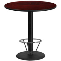 Flash Furniture Dessus de table rond de 42 po en stratifié d’acajou avec anneau de pied-Table d'hospitalité à hauteur de bar