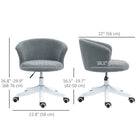 Vinsetto Fluffy Armless Office Chair with Adjustable Height - Grey-PU castors are secured for all types of floors, such as hardwood, laminate, tile, slate, and etc
