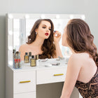 HOMCOM Makeup Vanity Desk with Mirror - 39.4" L x 15.7" W x 53.9" H - White-Modern white design fits any bedroom or dressing room decor 