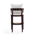 Manhattan Comfort Ritz 22" Mid-Century Modern Faux Leather Upholstered Bar Stool - Ivory and Dark Walnut - 3 Pack-Delivered to you Fully Assembled! No Assembly Required